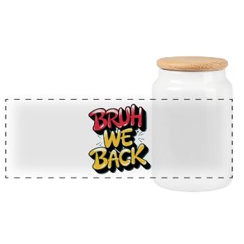 Prononciation et conception de texte de style rétro - Boîte à biscuits avec couvercle en bois - blanc - Devant