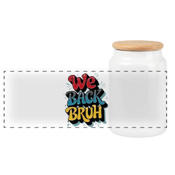 Conception de texte rétro joyeuse - Boîte à biscuits avec couvercle en bois - blanc - Devant