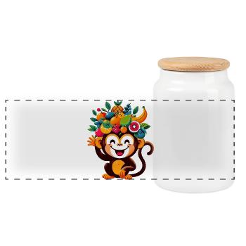 Singe - Boîte à biscuits avec couvercle en bois - blanc - Devant