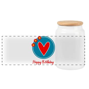 HAPPY BIRTHDAY. JOYEUX ANNIVERSAIRE. ANNIVERSAIRE. - Boîte à biscuits avec couvercle en bois - blanc - Devant