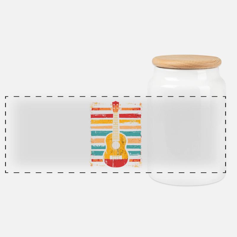 Ukulele Grafik - Panorama Keksdose mit Holzdeckel - Weiß
