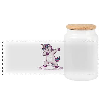 drôle dabbing danse licorne - Boîte à biscuits avec couvercle en bois - blanc - Devant