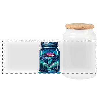 Diamond Nature Landscape in Mason Jar - Panoramic Cookie Jar with Wooden Lid - white - Front