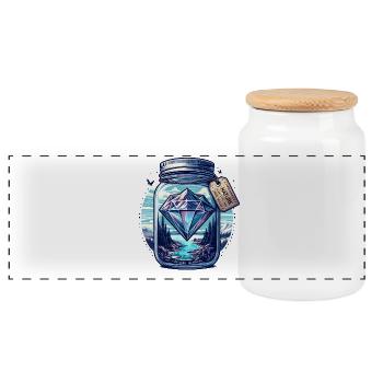 Diamant Natur Landschaft im Glas - Panorama Keksdose mit Holzdeckel - Weiß - Vorne