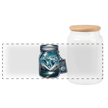Nature mountain landscape with diamond in mason jar - Panoramic Cookie Jar with Wooden Lid - white - Front
