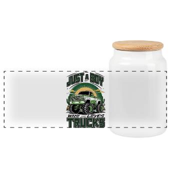 Design unique de monster truck et de jingler - Boîte à biscuits avec couvercle en bois - blanc - Devant