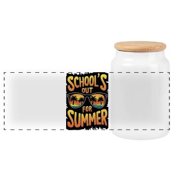 Summer Schoolout Sunset Design - Panoramic Cookie Jar with Wooden Lid - white - Front