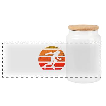 Retro Roller Skater Silhouette Sunset - Panoramic Cookie Jar with Wooden Lid - white - Front