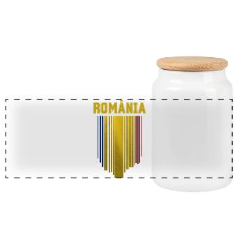 Romanian flag, Romanian pride - Panoramic Cookie Jar with Wooden Lid - white - Front