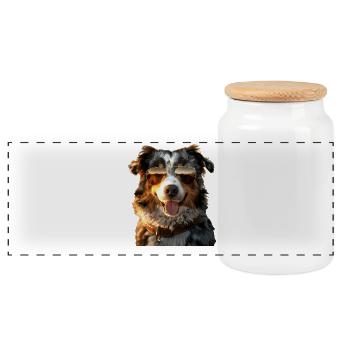 Australian Shepherd Dog Lover Cute Aussie - Panoramic Cookie Jar with Wooden Lid - white - Front