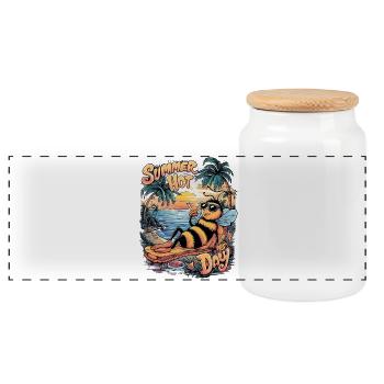 Journée de détente estivale des abeilles - Boîte à biscuits avec couvercle en bois - blanc - Devant