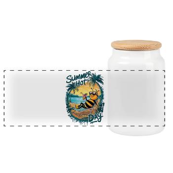 Ruche d’été Relax - Boîte à biscuits avec couvercle en bois - blanc - Devant