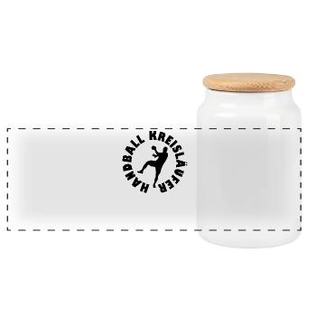 Handball Player Handball Ball - Panoramic Cookie Jar with Wooden Lid - white - Front
