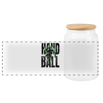 Handball Player Handball Ball Handball Game - Panoramic Cookie Jar with Wooden Lid - white - Front