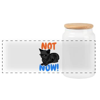 Drôle de chat - Boîte à biscuits avec couvercle en bois - blanc - Devant