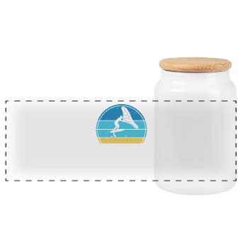 Wingfoil Surfer Wingfoiling Hydrofoil Kitefoil - Panoramic Cookie Jar with Wooden Lid - white - Front