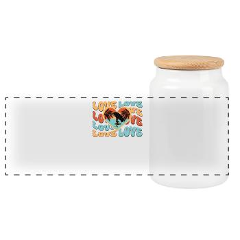 Wingfoil Surfer Wingfoiling Hydrofoil Kitefoil - Panoramic Cookie Jar with Wooden Lid - white - Front