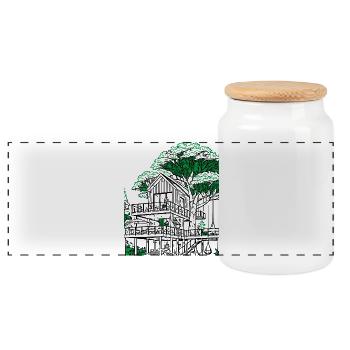 Cabane dans les arbres - Boîte à biscuits avec couvercle en bois - blanc - Devant