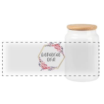 Boho werdende Oma Schwangerschaft Geschenk - Panorama Keksdose mit Holzdeckel - Weiß - Vorne