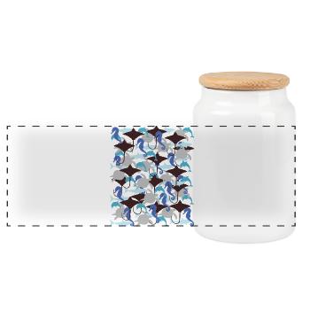 Ocean Camouflage – marine life in camouflage style - Panoramic Cookie Jar with Wooden Lid - white - Front