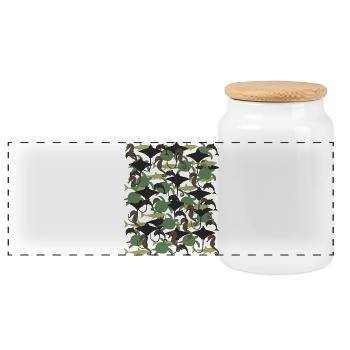 Ocean Camouflage – marine life in camouflage style - Panoramic Cookie Jar with Wooden Lid - white - Front