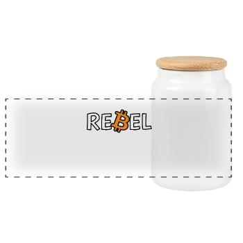 Bitcoin Rebel Kryptowährung Enthusiast T-Shirt - Panorama Keksdose mit Holzdeckel - Weiß - Vorne
