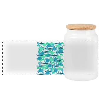 Ocean Camouflage – marine life in camouflage style - Panoramic Cookie Jar with Wooden Lid - white - Front