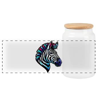 Zebra - Panoramic Cookie Jar with Wooden Lid - white - Front