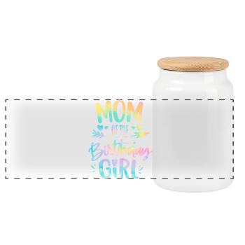 Maman de la fille d’anniversaire Tie Dye Colorée Maman d’anniversaire - Boîte à biscuits avec couvercle en bois - blanc - Devant