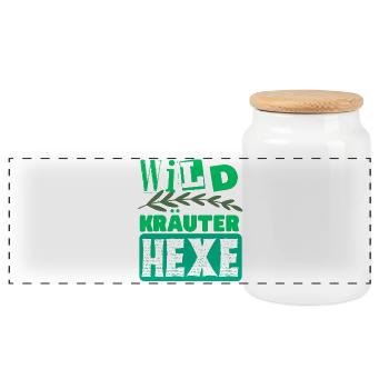 Mama Wildkräuter Hexe Kräuter Design - Panorama Keksdose mit Holzdeckel - Weiß - Vorne