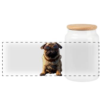 Mops Beige Hunde Liebe Carlin Kleiner Süßer Mops - Panorama Keksdose mit Holzdeckel - Weiß - Vorne