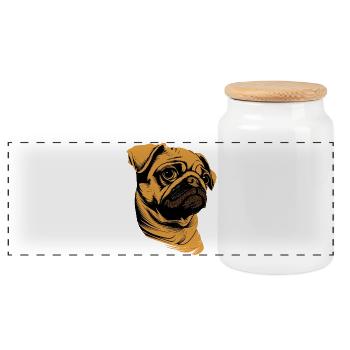 Mops Beige Hunde Liebe Carlin Kleiner Süßer Mops - Panorama Keksdose mit Holzdeckel - Weiß - Vorne