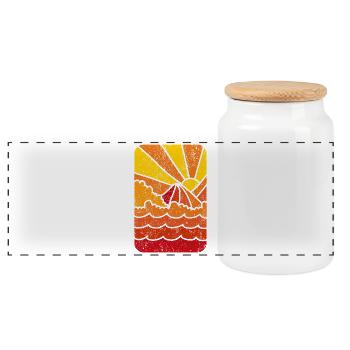 Retro Marine Sunset - Panoramic Cookie Jar with Wooden Lid - white - Front