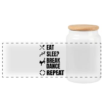 Breakdancer Zeitplan - Panorama Keksdose mit Holzdeckel - Weiß - Vorne