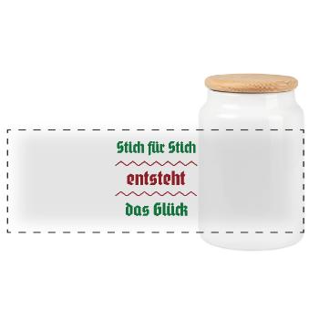 Point par point, le bonheur surgit - Boîte à biscuits avec couvercle en bois - blanc - Devant