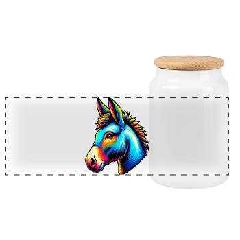Donkey donkey pacifier mule - Panoramic Cookie Jar with Wooden Lid - white - Front
