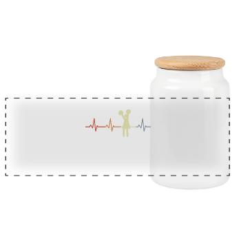 Ligne de cœur de pom-pom girl - Boîte à biscuits avec couvercle en bois - blanc - Devant