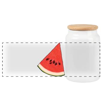 Watermelon Triangle - Panoramic Cookie Jar with Wooden Lid - white - Front