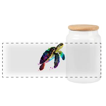 Schildkröte Bunt Popart Reptil Süße Schildkröten - Panorama Keksdose mit Holzdeckel - Weiß - Vorne
