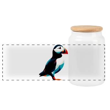 Puffin - Panoramic Cookie Jar with Wooden Lid - white - Front