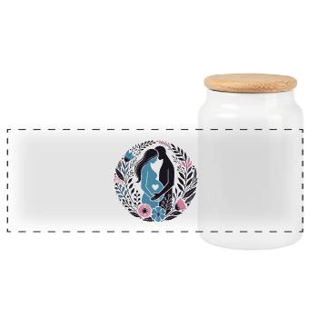 Expecting Parents Pregnancy Maternity Floral Gifts - Panoramic Cookie Jar with Wooden Lid - white - Front