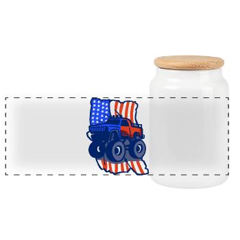 Monster Truck amerikanische Flagge 4. Juli - Panorama Keksdose mit Holzdeckel - Weiß - Vorne
