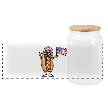 Hotdog 4. Juli USA Flagge - Panorama Keksdose mit Holzdeckel - Weiß - Vorne