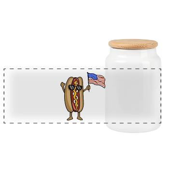Hotdog 4. Juli USA Flagge - Panorama Keksdose mit Holzdeckel - Weiß - Vorne