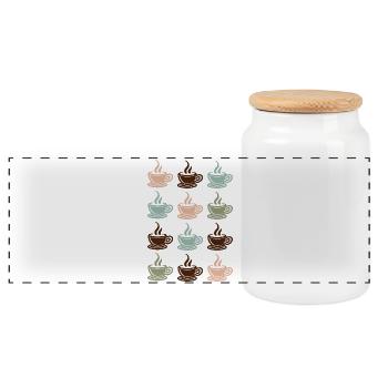 Coffee - Panoramic Cookie Jar with Wooden Lid - white - Front