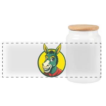 Âne Mignon Kawaii Dessin animé Clipart Animal de compagnie - Boîte à biscuits avec couvercle en bois - blanc - Devant