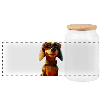 Dackel Dachshund Zwergdackel Dackelclub Teckel - Panorama Keksdose mit Holzdeckel - Weiß - Vorne