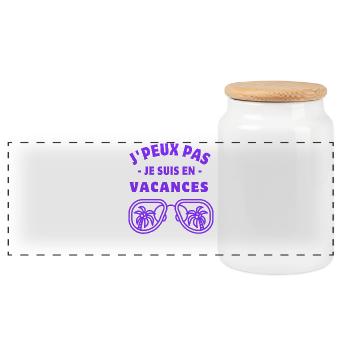 J'peux Pas Je Suis En Vacances - Boîte à biscuits avec couvercle en bois - blanc - Devant