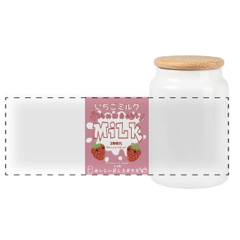 Lait de fraise japonais - Boîte à biscuits avec couvercle en bois - blanc - Devant