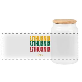 Flag of Lithuania, Lithuanian pride - Panoramic Cookie Jar with Wooden Lid - white - Front